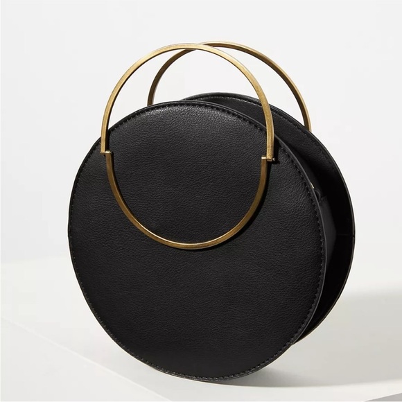 Anthropologie Handbags - Anthropologie | Women’s Black Gold Faux Leather Winifred Circle Crossbody Bag OS